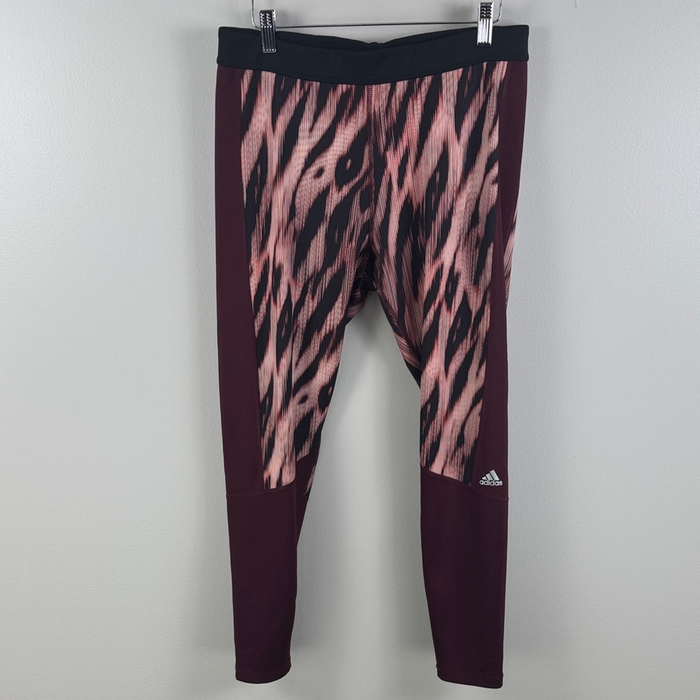 ✨3/$25✨ Adidas Burgundy and Pink Graphic Leggings - XL